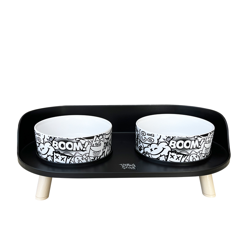 M-PETS 黑白簡約雙碗連架