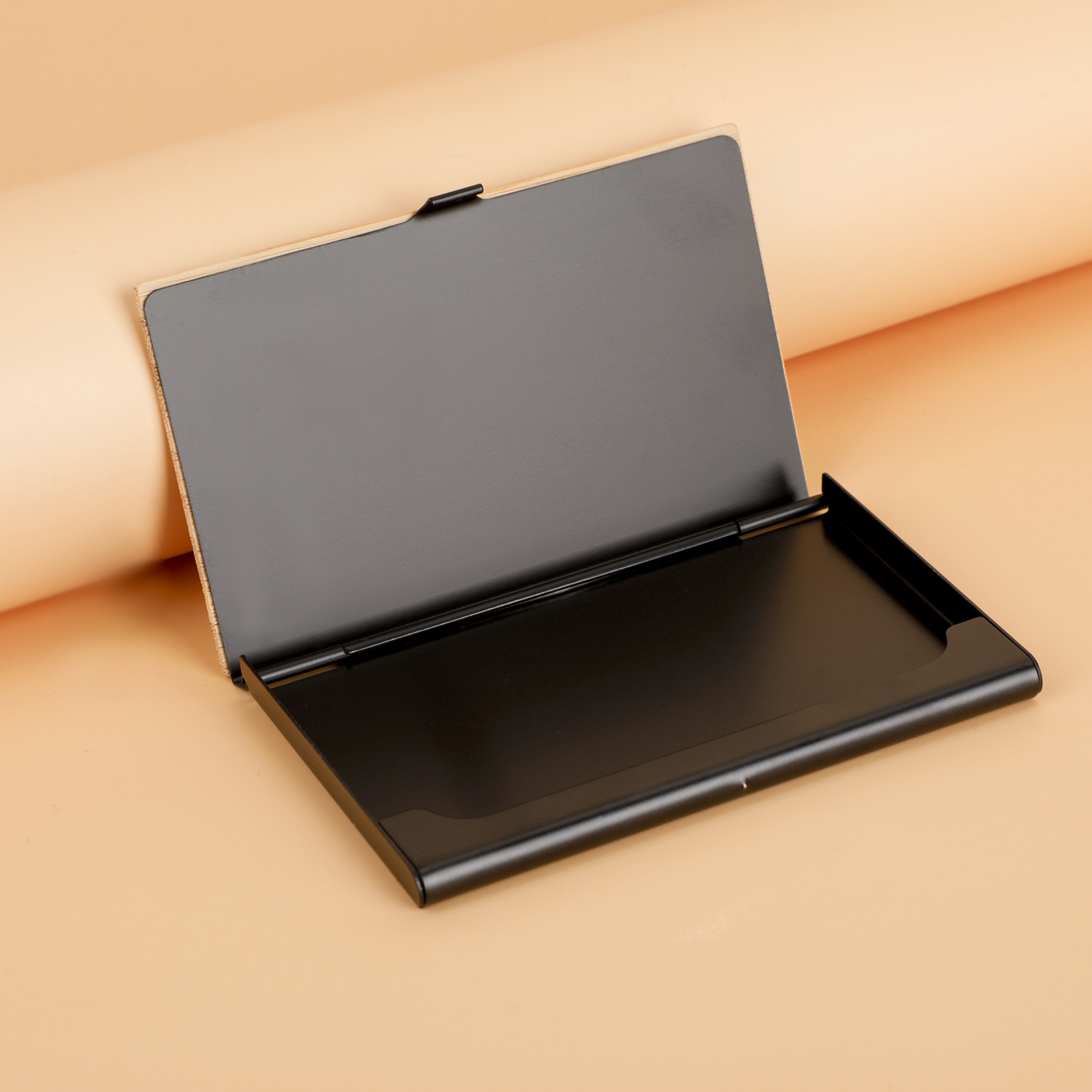 【客製】木紋翻蓋金屬名片盒