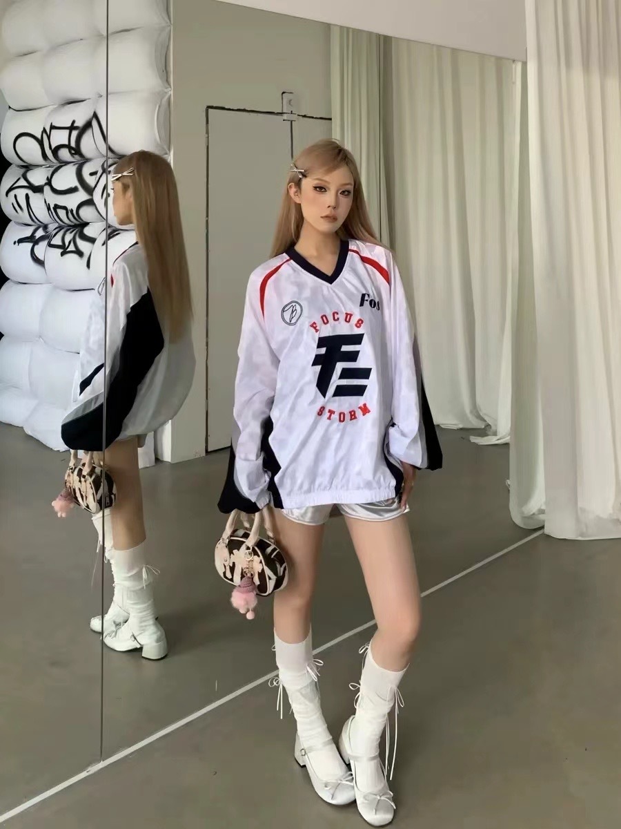 (GOAL) V領 棋盤格 拼接 球衣 FOCUS STORM 78003