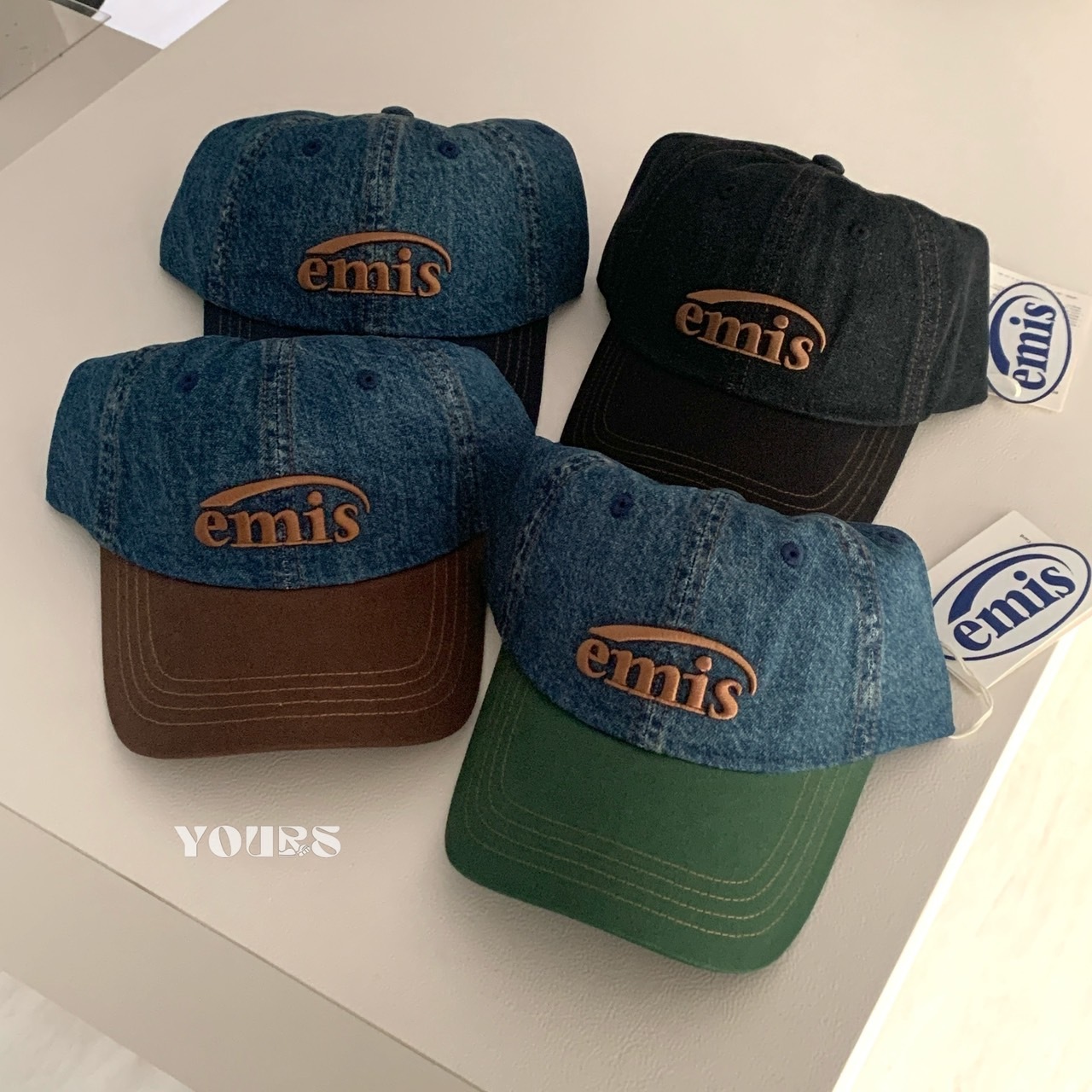 韓國 Emis 丹寧牛仔刺繡棒球帽（4colors）