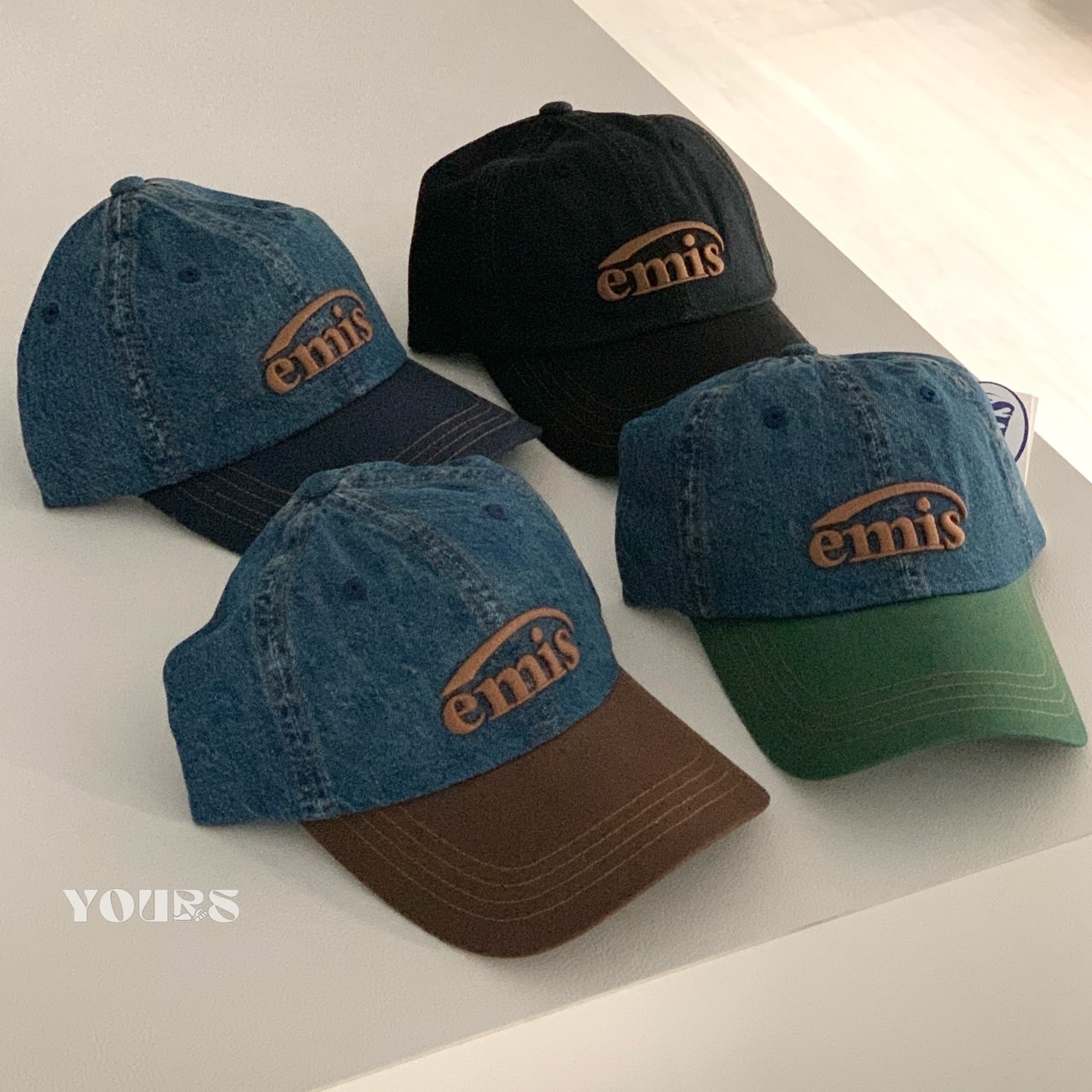 韓國 Emis 丹寧牛仔刺繡棒球帽（4colors）