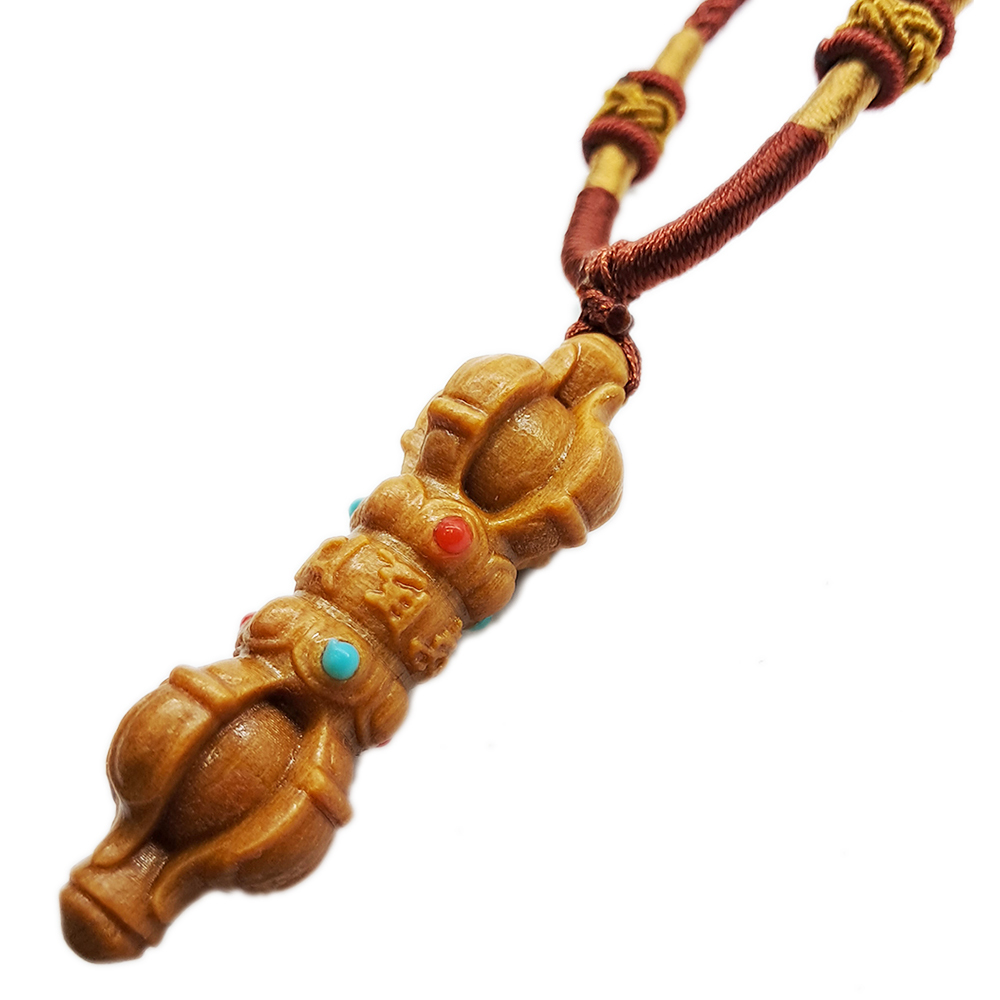 金剛杵{黃楊木雕}項鍊【十方】153796