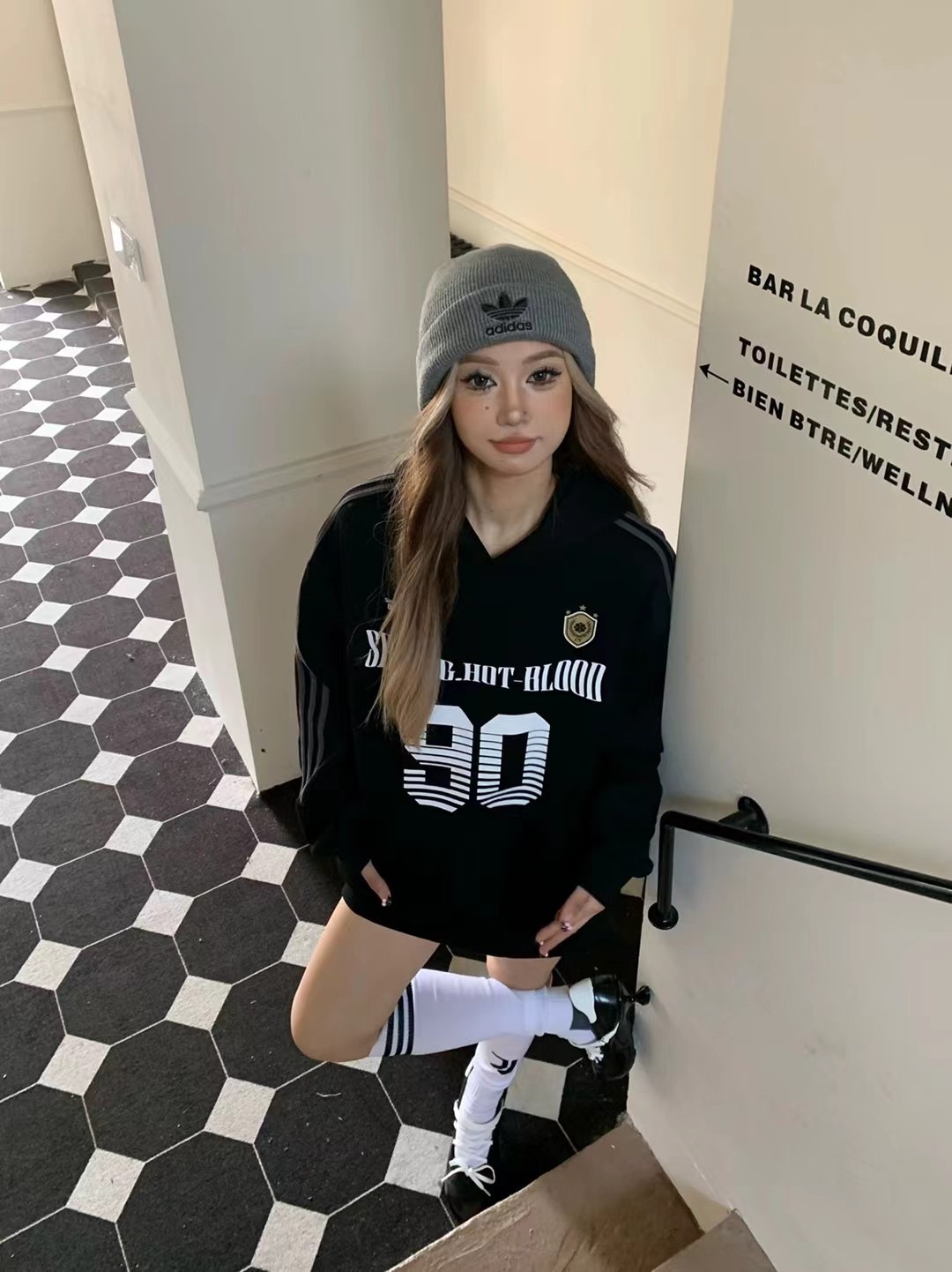 (GOAL) 美式復古90帽T  寬鬆 秋冬穿搭 L247Q24淺