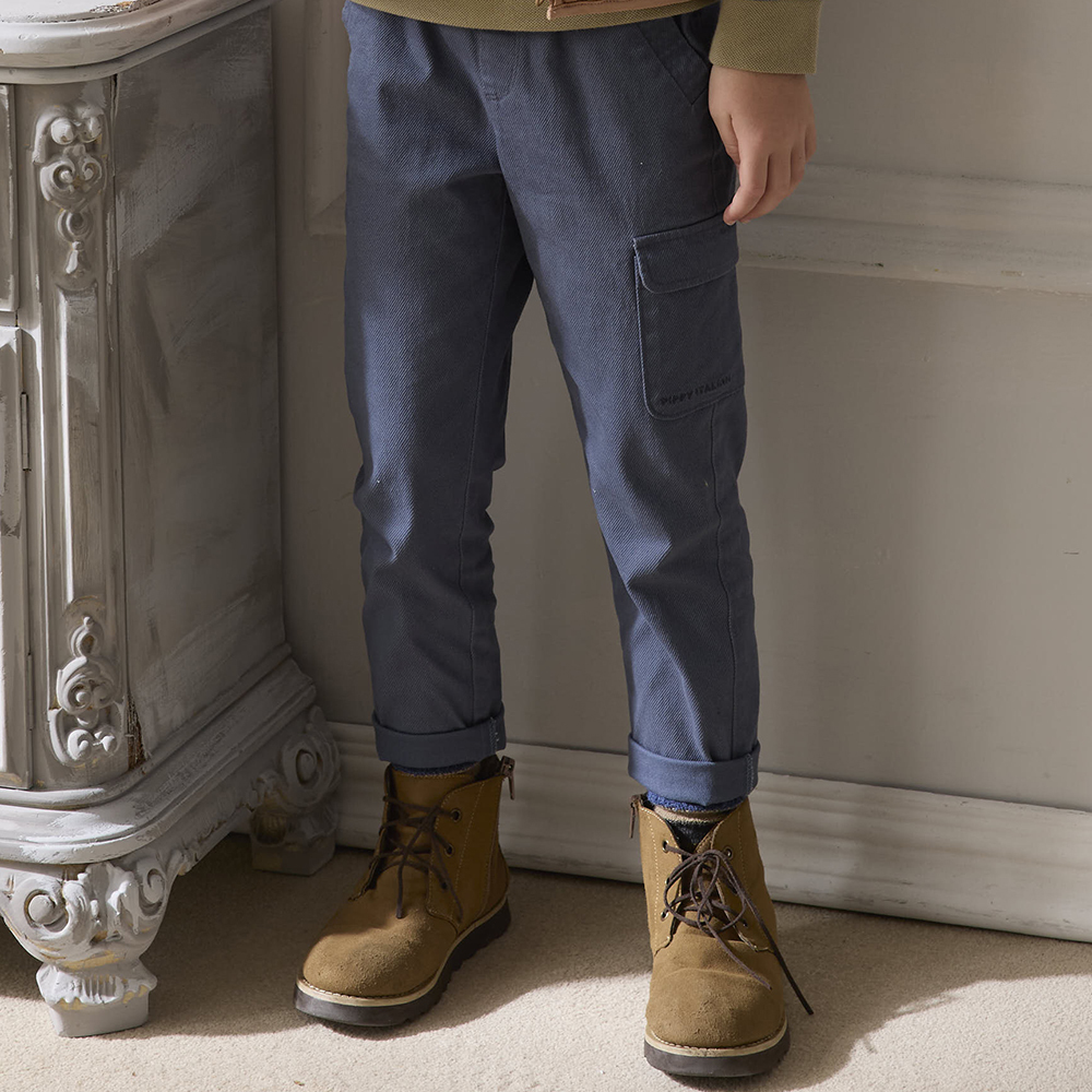 PIPPY帥氣棉質鬆緊長褲 藍