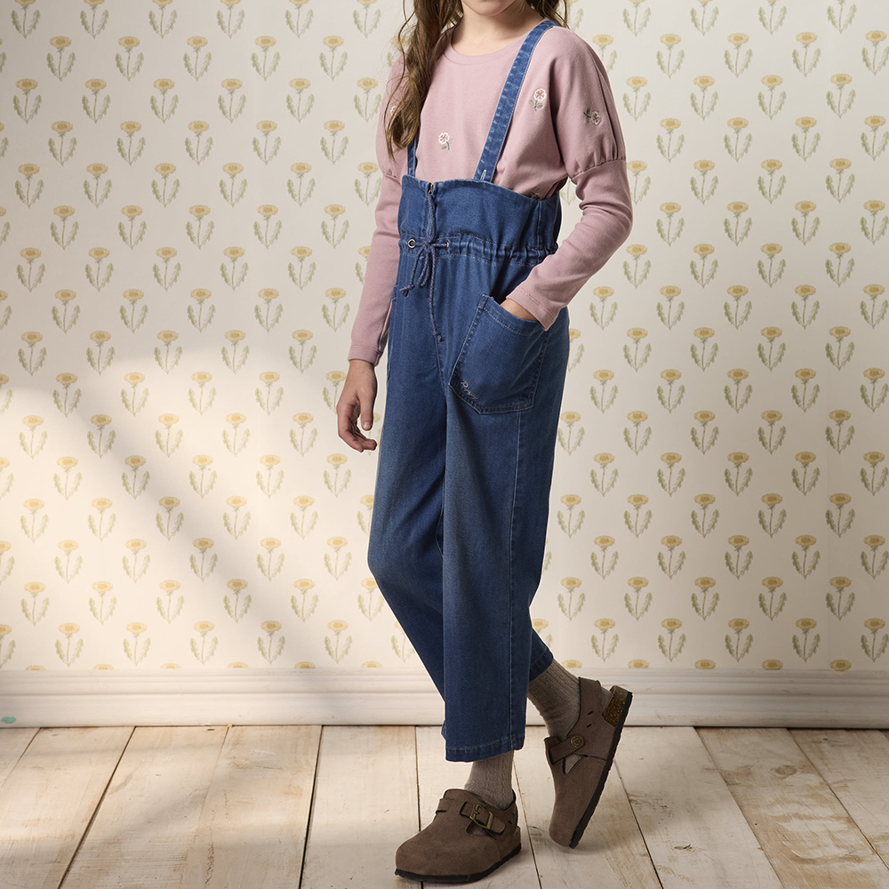 PIPPY 帥性吊帶大口袋工作褲 藍