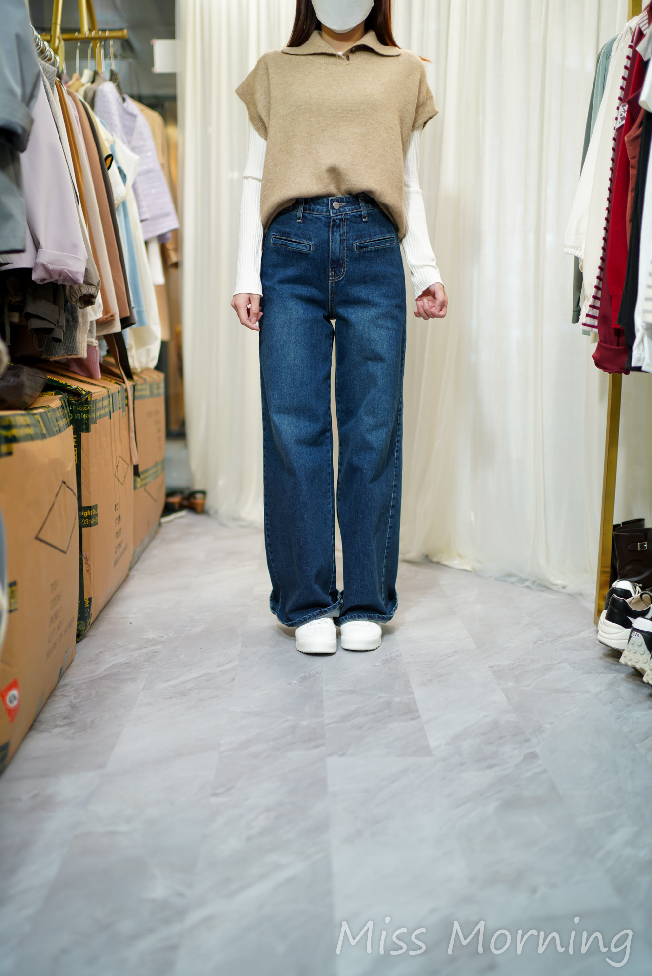 反領款短袖針織上衣(14219)