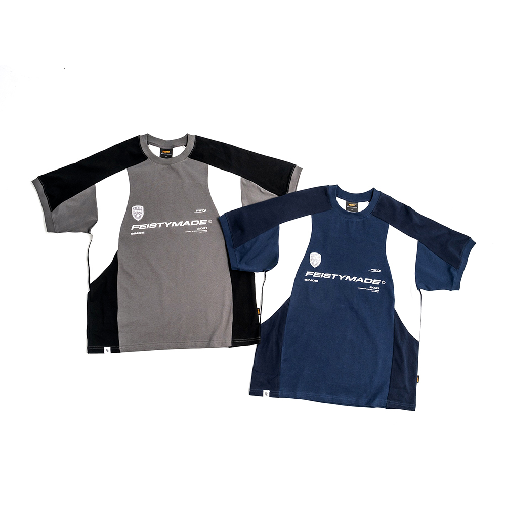 FEISTY STITCHING FOOTBALL SHIRT 拼接美式足球短袖 黑色 藍色 FS-US24-21 22 [台灣現貨]