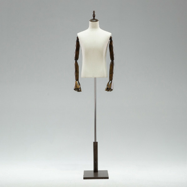 服裝模特道具--半身模特展示架--男裝廚窗假人模型【仿古方板+蓋子+男仿古手 均碼】1個