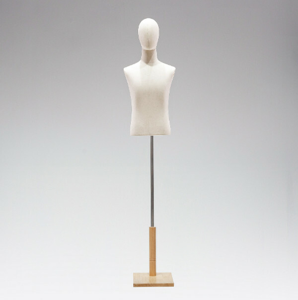 服裝模特道具--半身模特展示架--男裝廚窗假人模型【木色方板+頭+男無手 均碼】1個