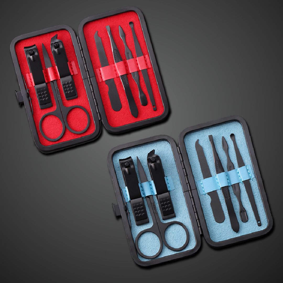 JK Korea Black 7pcs Nail Clippers Nail Scissors Nail Clipper Set Beauty Manicure Tools Manicure Set (J0144)