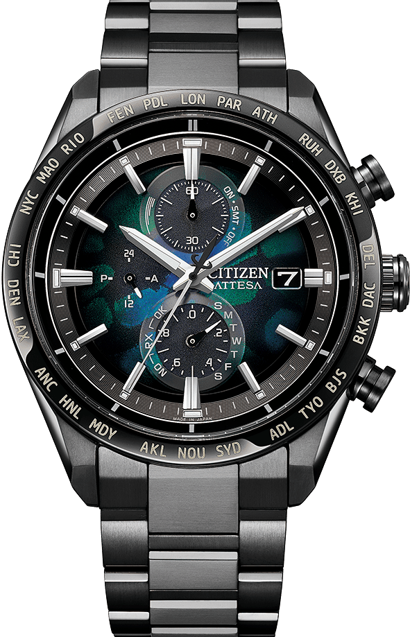 萬年鐘錶 - Citizen 星辰錶   Attesa 系列  100週年限量宇宙幻彩鈦金屬電波對時男錶 AT8286-65E 錶徑42MM
