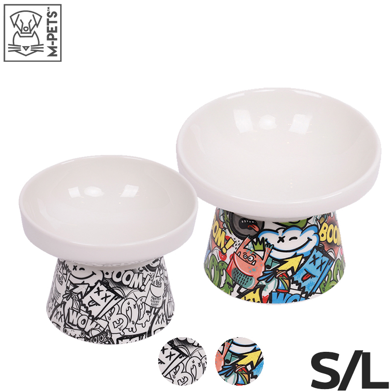 M-Pets 斜口碗 S / M / L , 2色( 黑白簡約 / 街頭塗鴉風 )