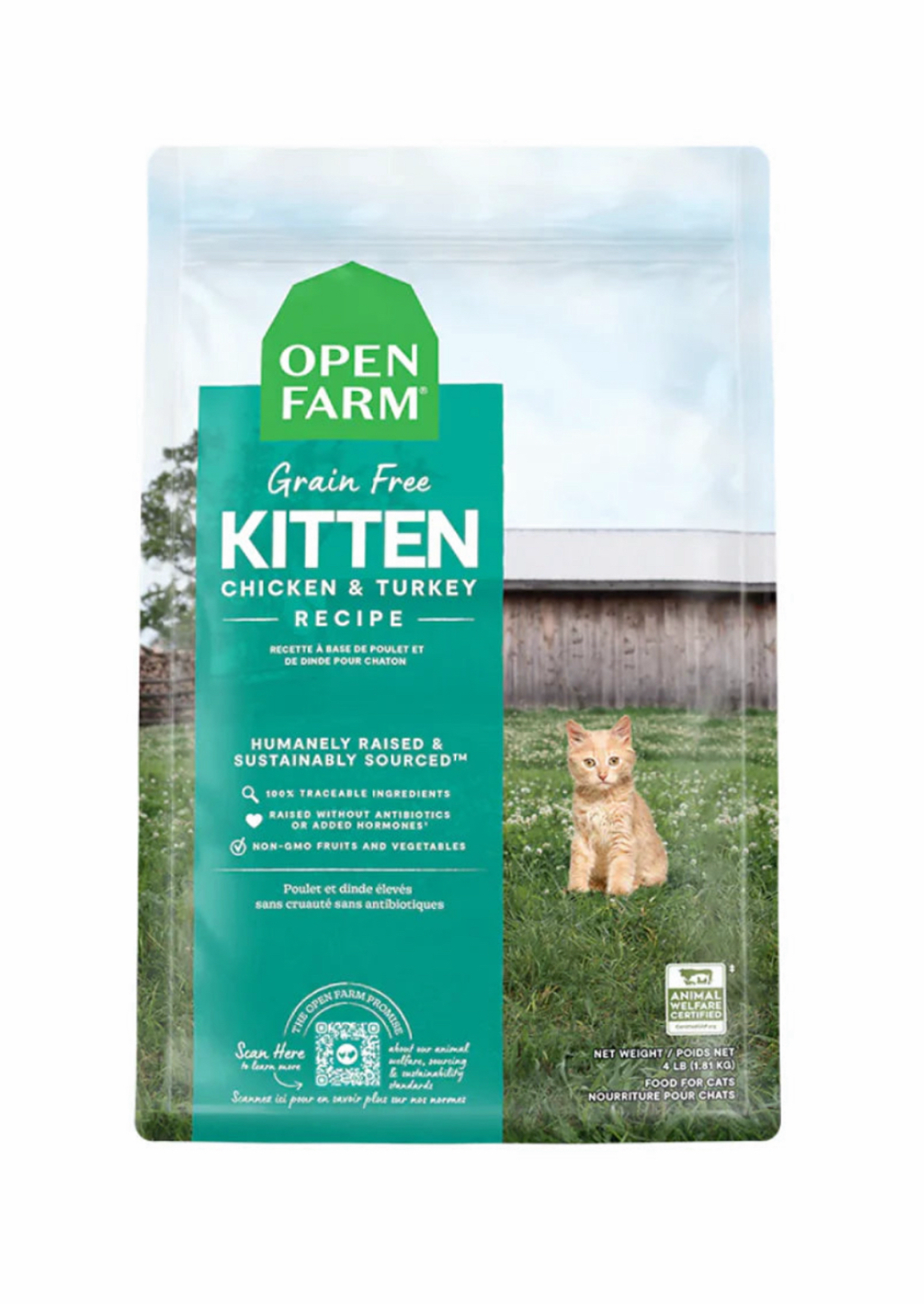 OPEN FARM 無穀物走地雞火雞配方幼貓糧 4lb