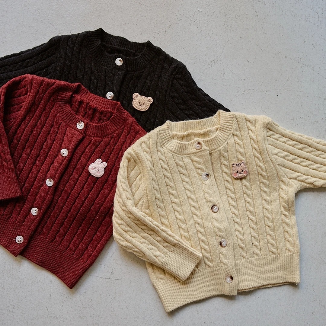 24F/W 捲毛人物-麻花針織開襟衫