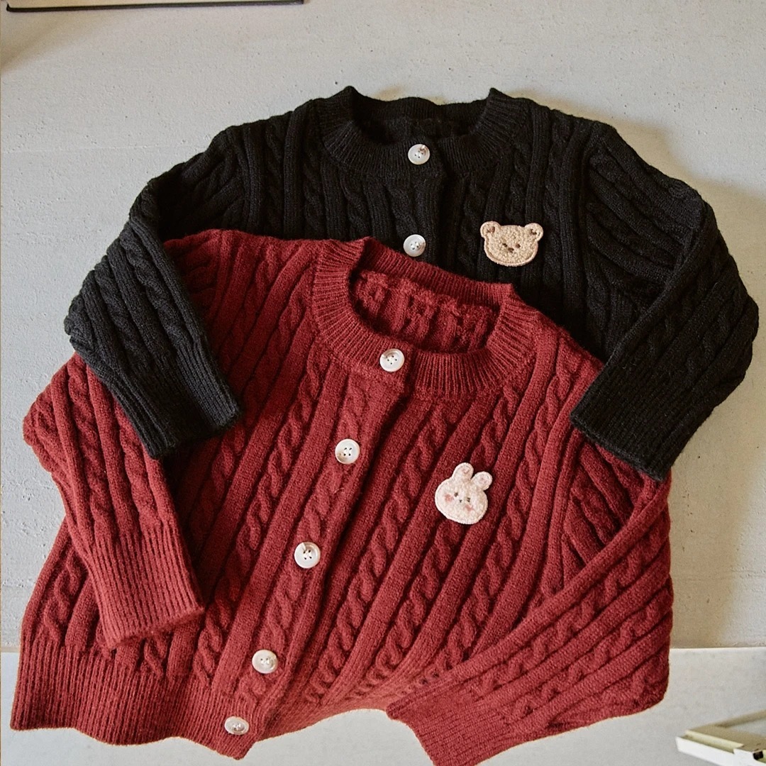 24F/W 捲毛人物-麻花針織開襟衫