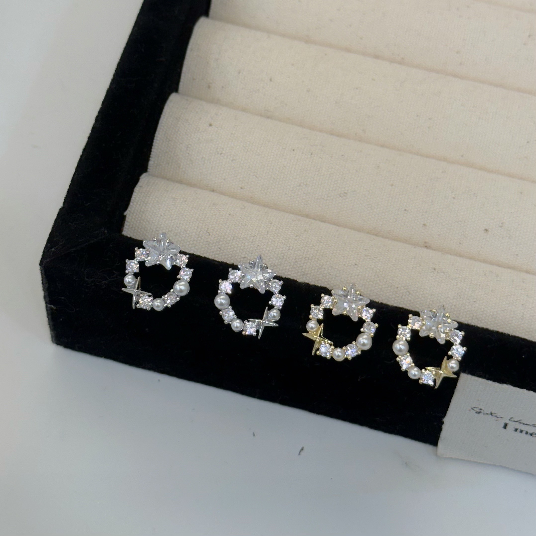 R45星鑽珍珠圓圈耳針