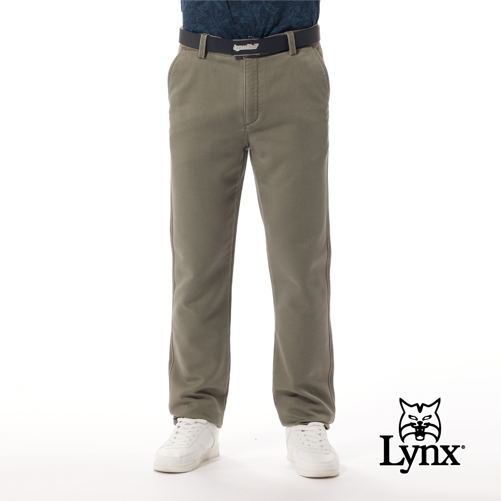 【Lynx Golf】混紡彈性舒適經典百搭素面卡其褲平口休閒長褲