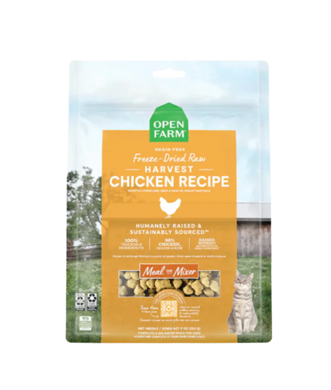 OPEN FARM冷凍脫水走地雞生肉貓糧 9oz
