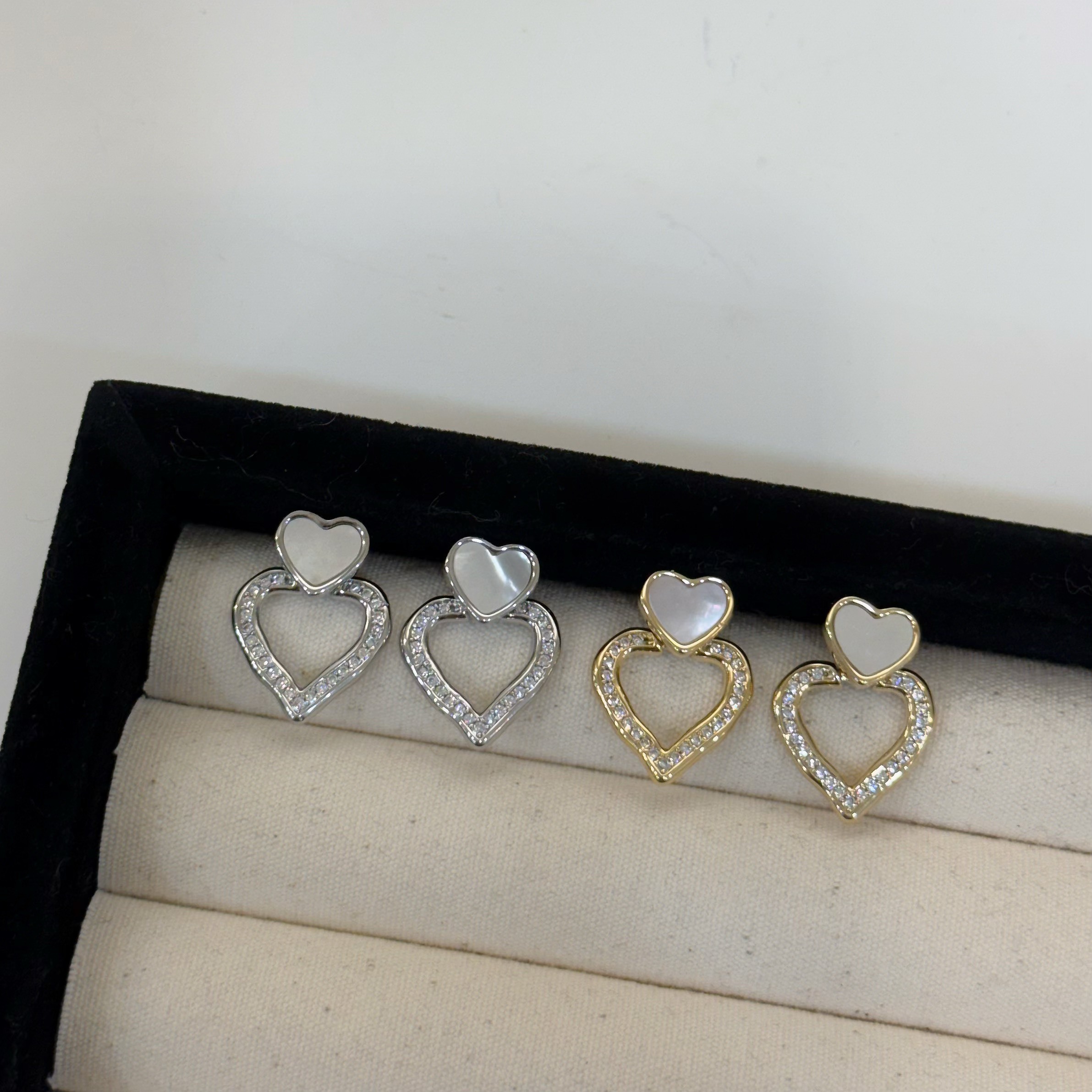 R15貝殼排鑽雙愛心垂吊