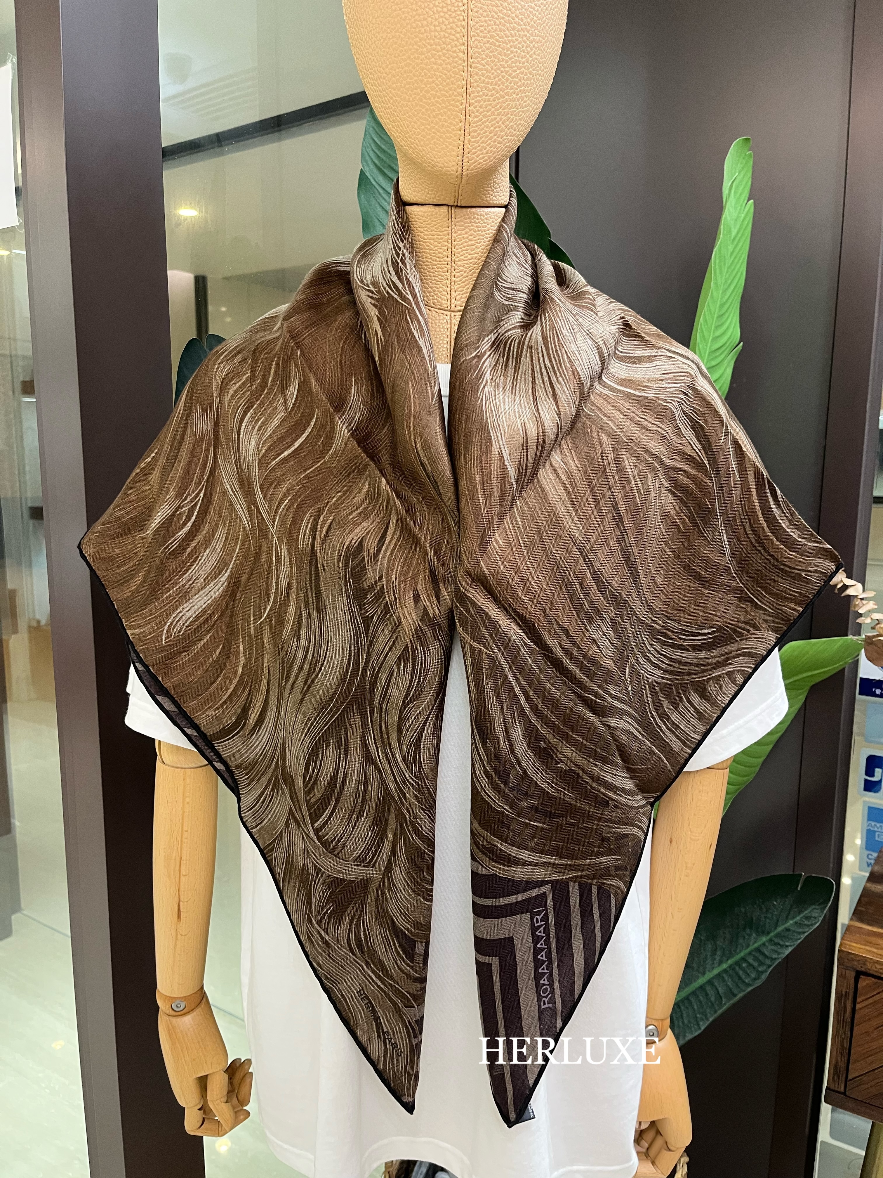 Roaaaaar! scarf 100 Étoupe / Grenat / Marron Foncé 100x100cm