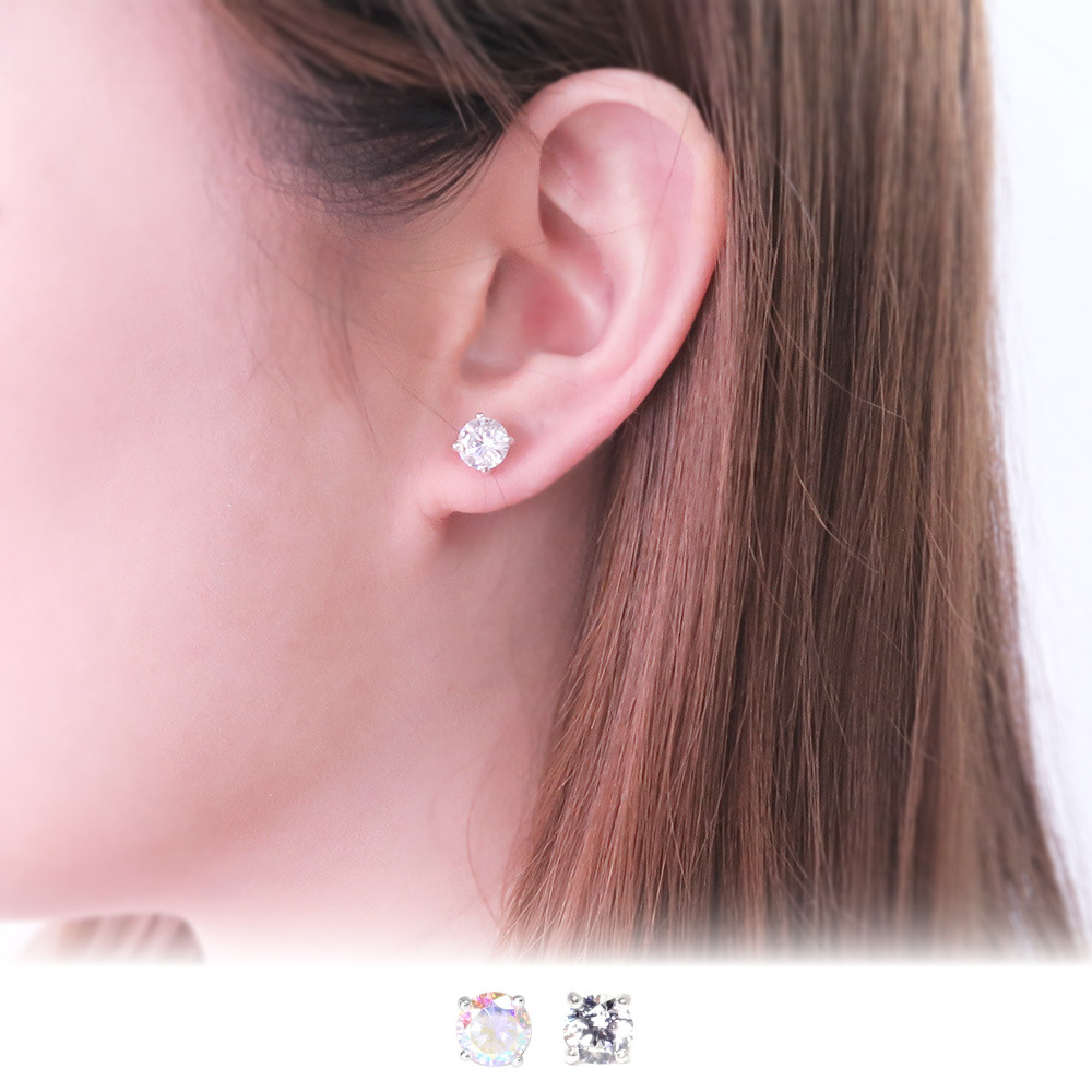極簡圓形 7mm 單鑽耳環 爪鑲設計 925純銀耳環 必備款 女生耳環