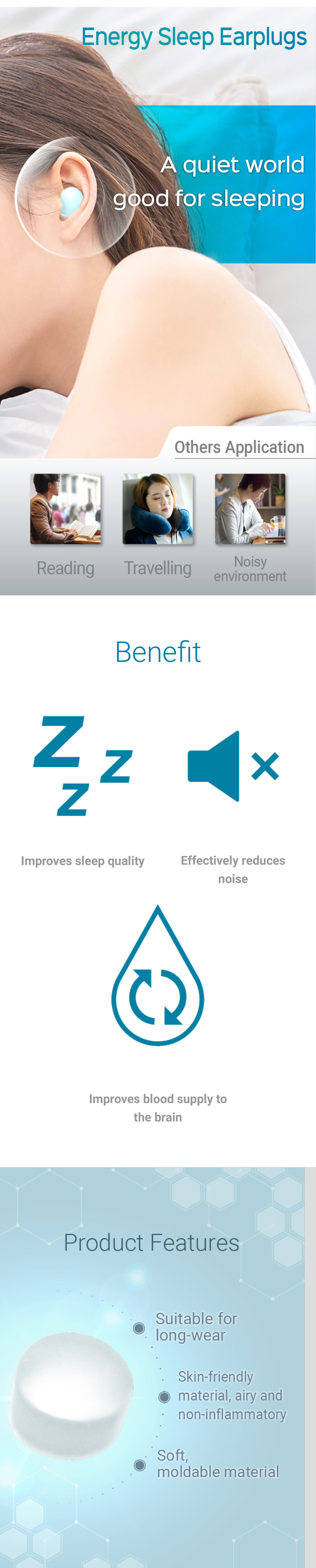eefit - Energy Sleep Earplugs Feature and Benefit
