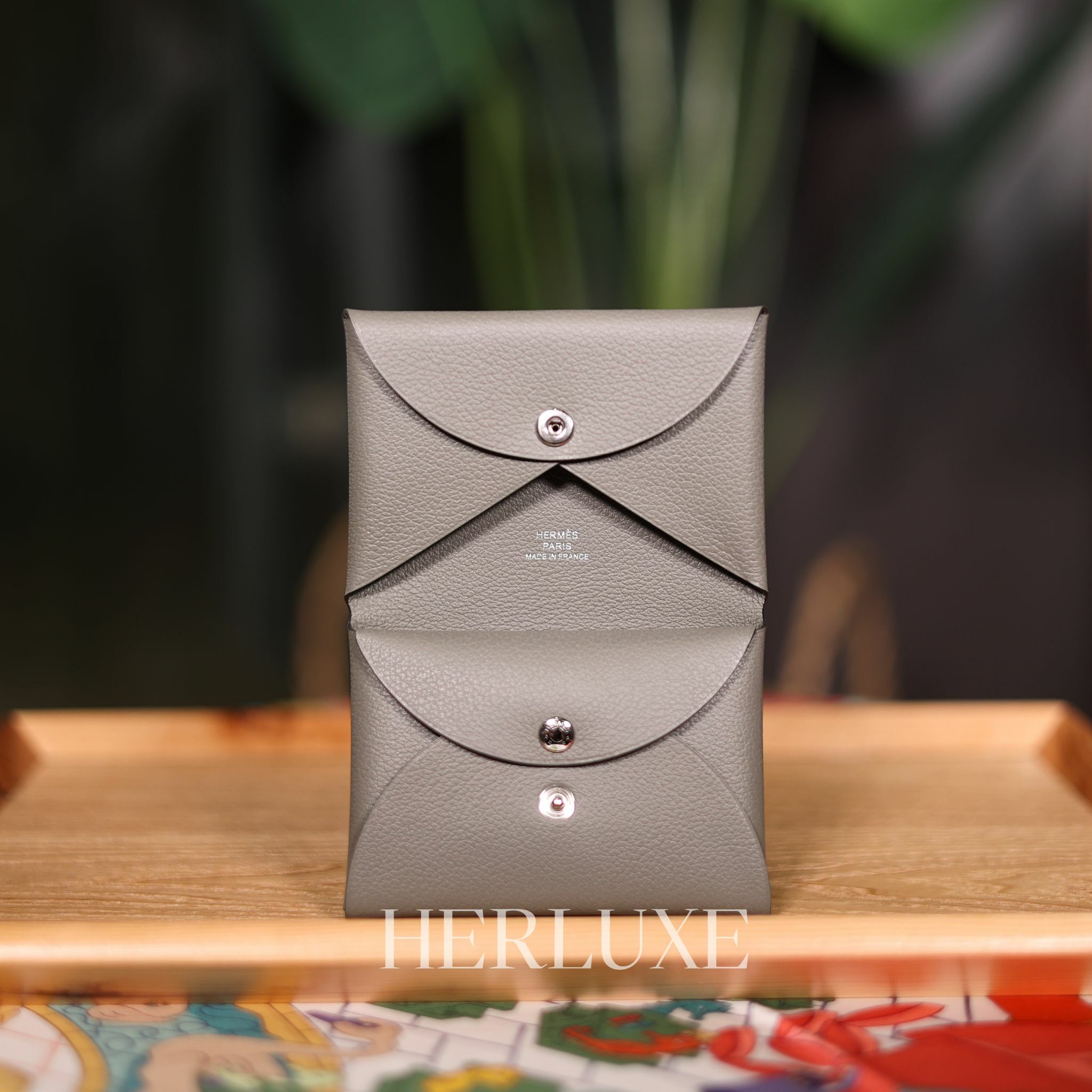 Calvi duo card holder 0L gris meyer evercolor