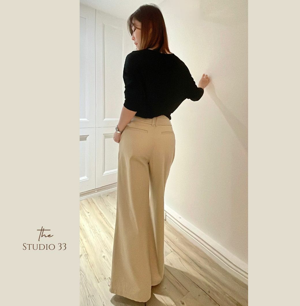 知性腰帶寬褲