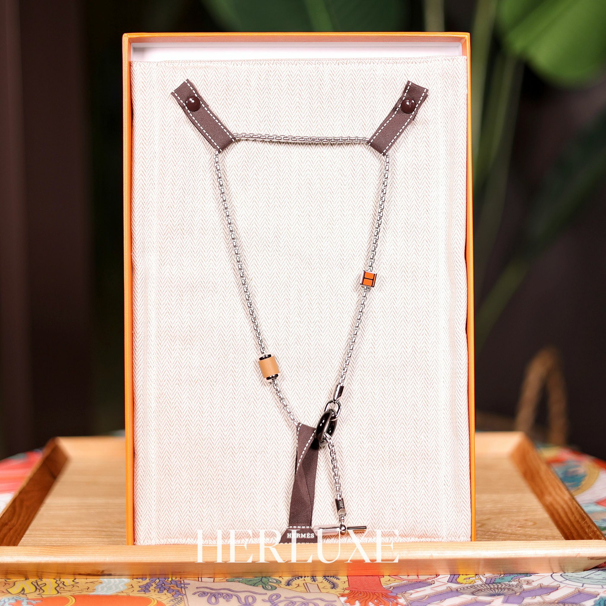 Meli-Melo necklace biscuit/feu