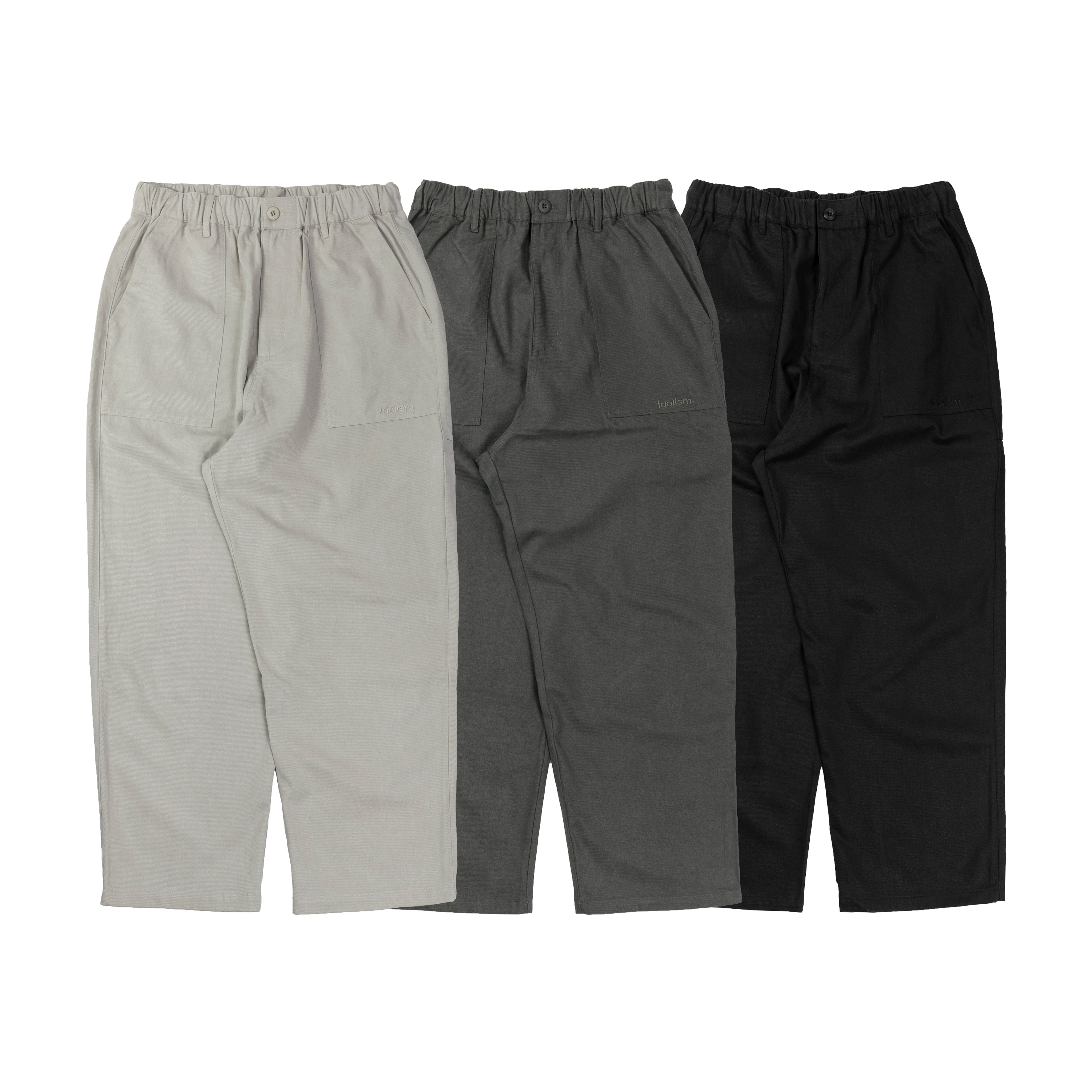 idealism Soft Pants 淺灰 深灰 黑色 寬籠褲型 貼袋休閒褲【ID24052】