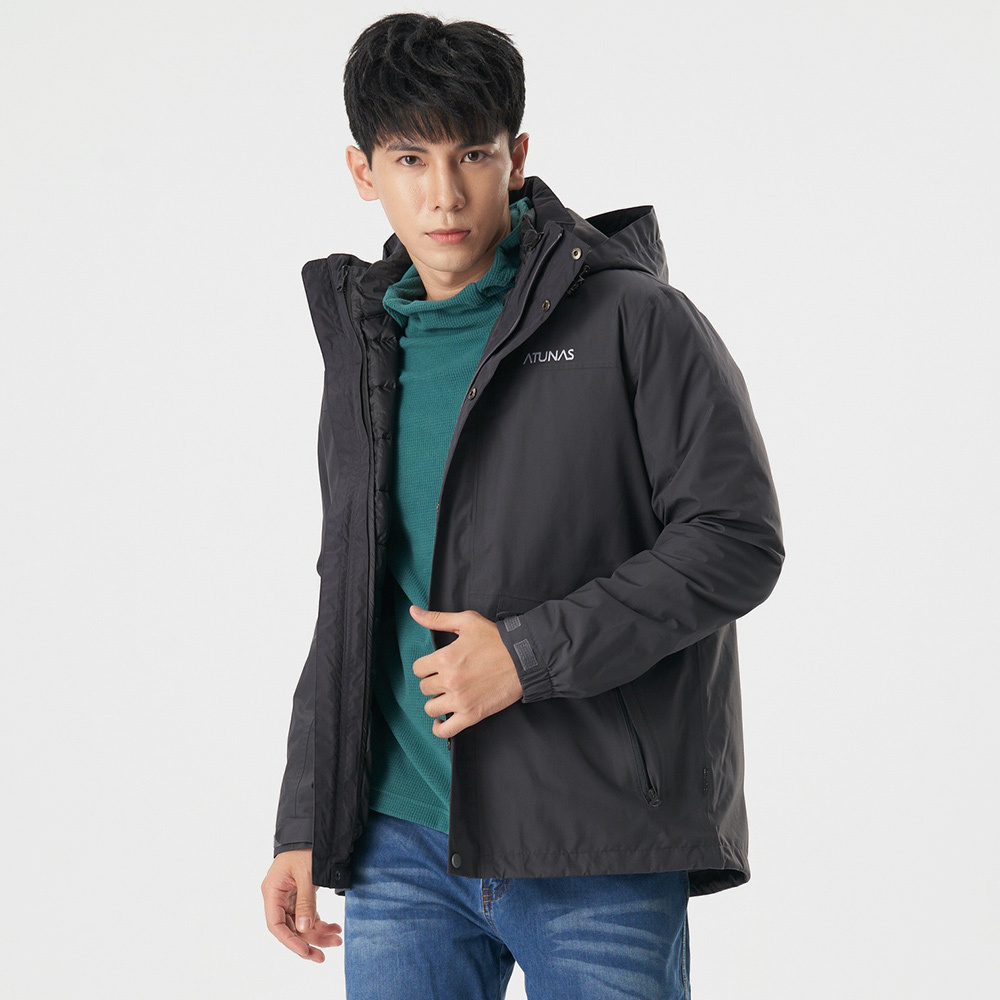 Atunas 歐都納 A1GT1903M 樂遊休閒GORE-TEX 2L+羽絨兩件式防水外套 男款 (碳灰/藍) 06A1903M