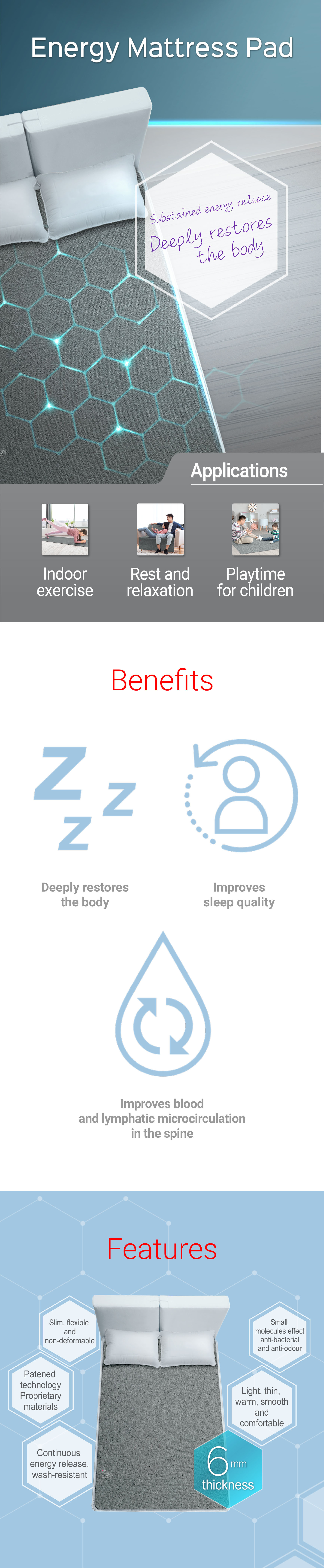 eefit - Energy Mattress Pad Feature and Benefit