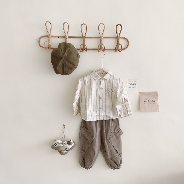 鬆緊縮口工裝褲