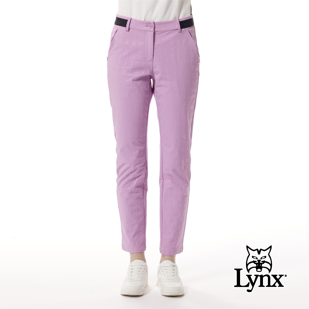 【Lynx Golf】LOGO壓光面料織帶剪接隱形拉鍊口袋窄管九分褲