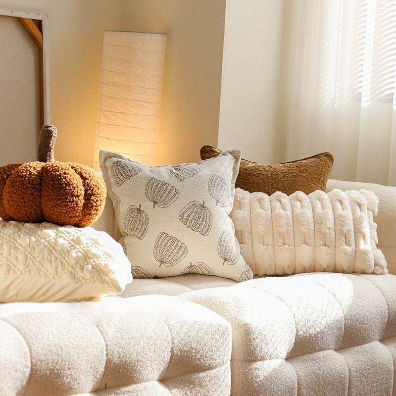 奶油白立體織紋感長方形枕頭抱枕