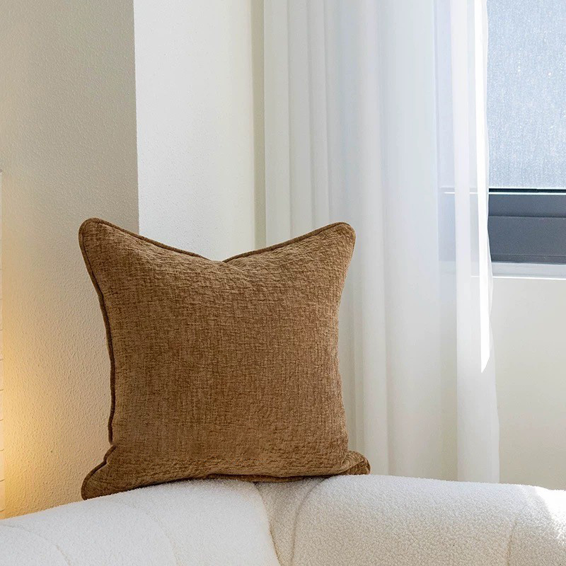 秋冬焦糖咖織紋感方形枕頭抱枕