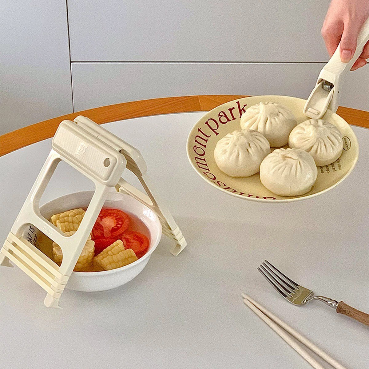 奶油色系可愛碗夾盤夾/ 2款