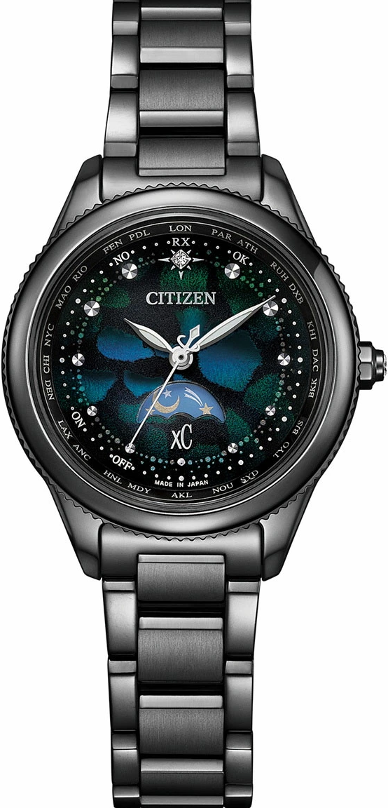 萬年鐘錶 - Citizen 星辰錶  XC  宇宙幻彩100週年限量鈦金屬光動能月相電波女錶 EE1008-56E  錶徑29MM