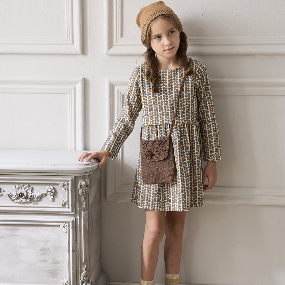 PIPPY 復古點點棉質洋裝 黃