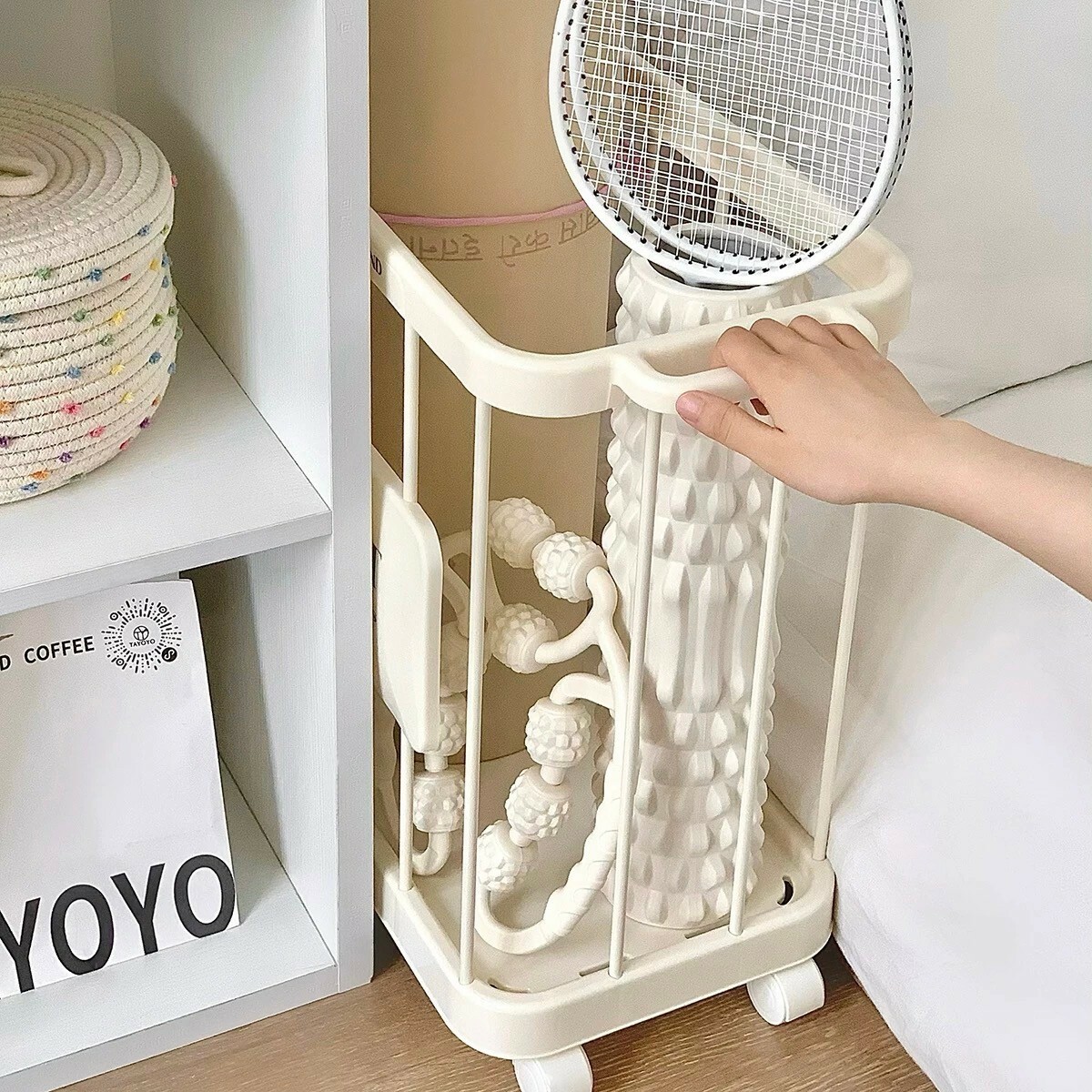 奶油白PerfectDay字母帶輪移動式收納藍