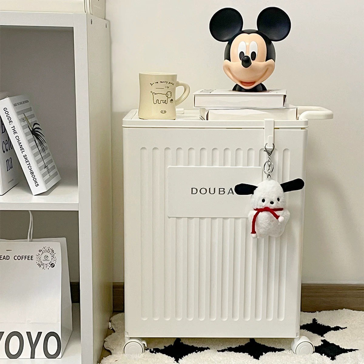 DOUBA字母帶輪移動式附蓋收納藍