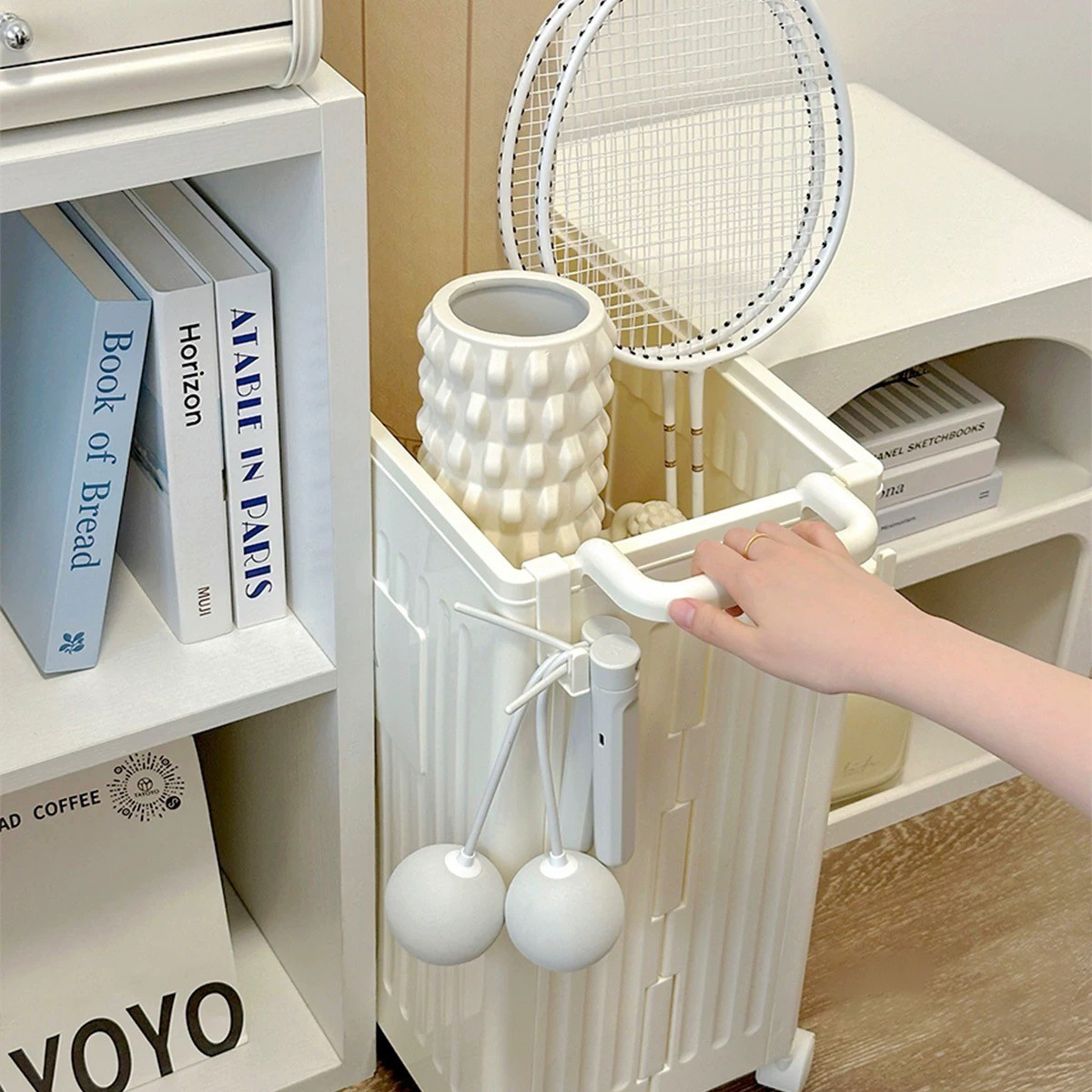 DOUBA字母帶輪移動式附蓋收納藍