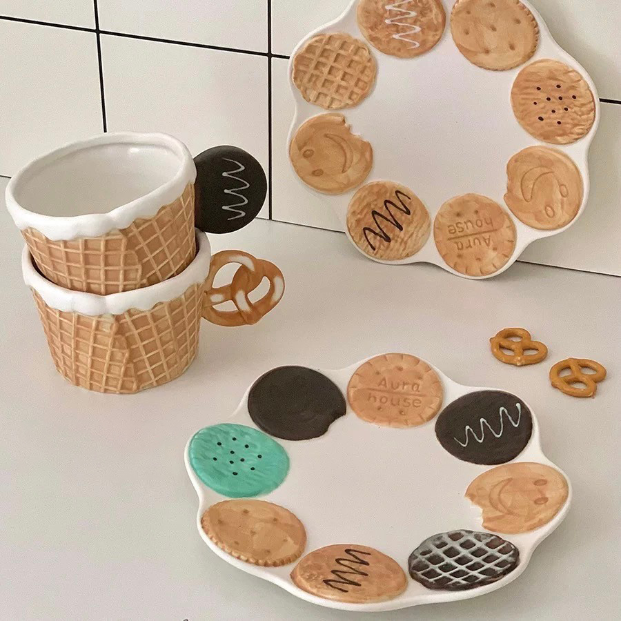 鬆餅感餅乾鹼水節咖啡杯茶杯 / 3色