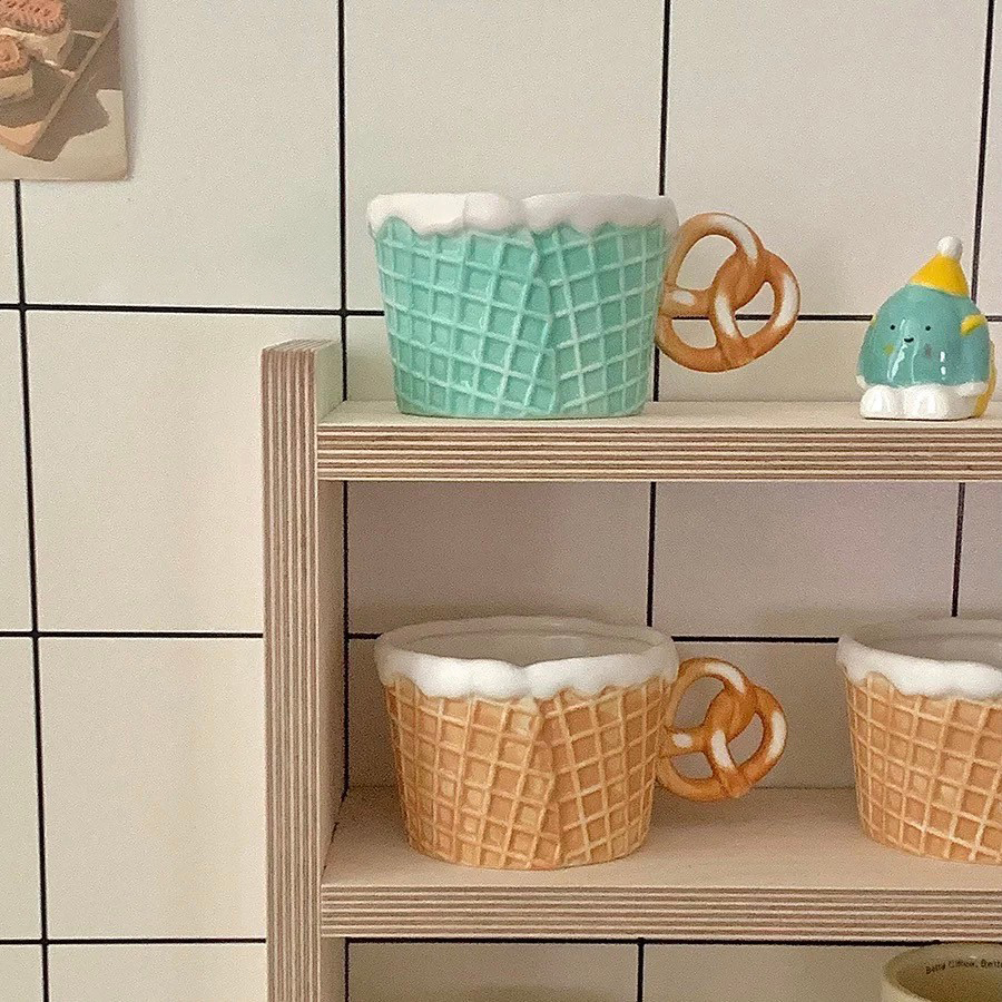 鬆餅感餅乾鹼水節咖啡杯茶杯 / 3色