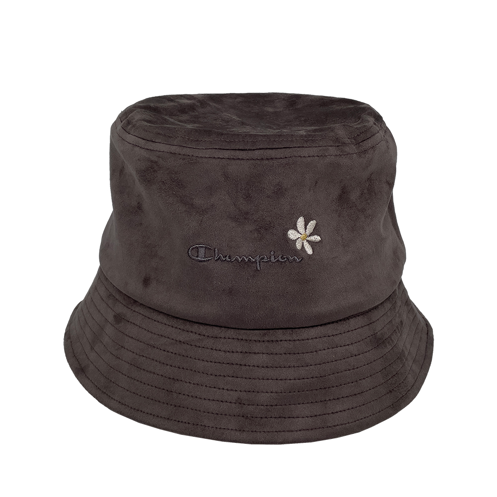 中性 HY 刺繡麂皮漁夫帽-深褐色（387-0054-CHARCOAL）