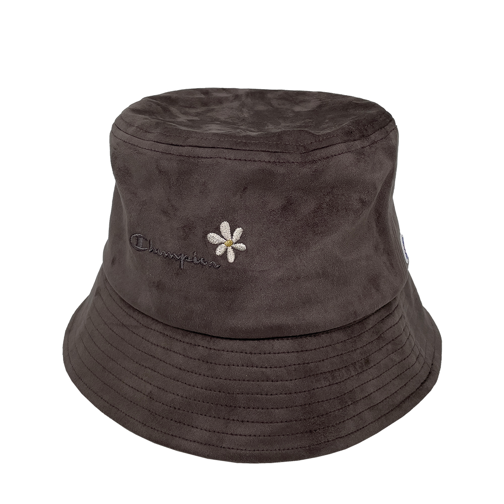 中性 HY 刺繡麂皮漁夫帽-深褐色（387-0054-CHARCOAL）