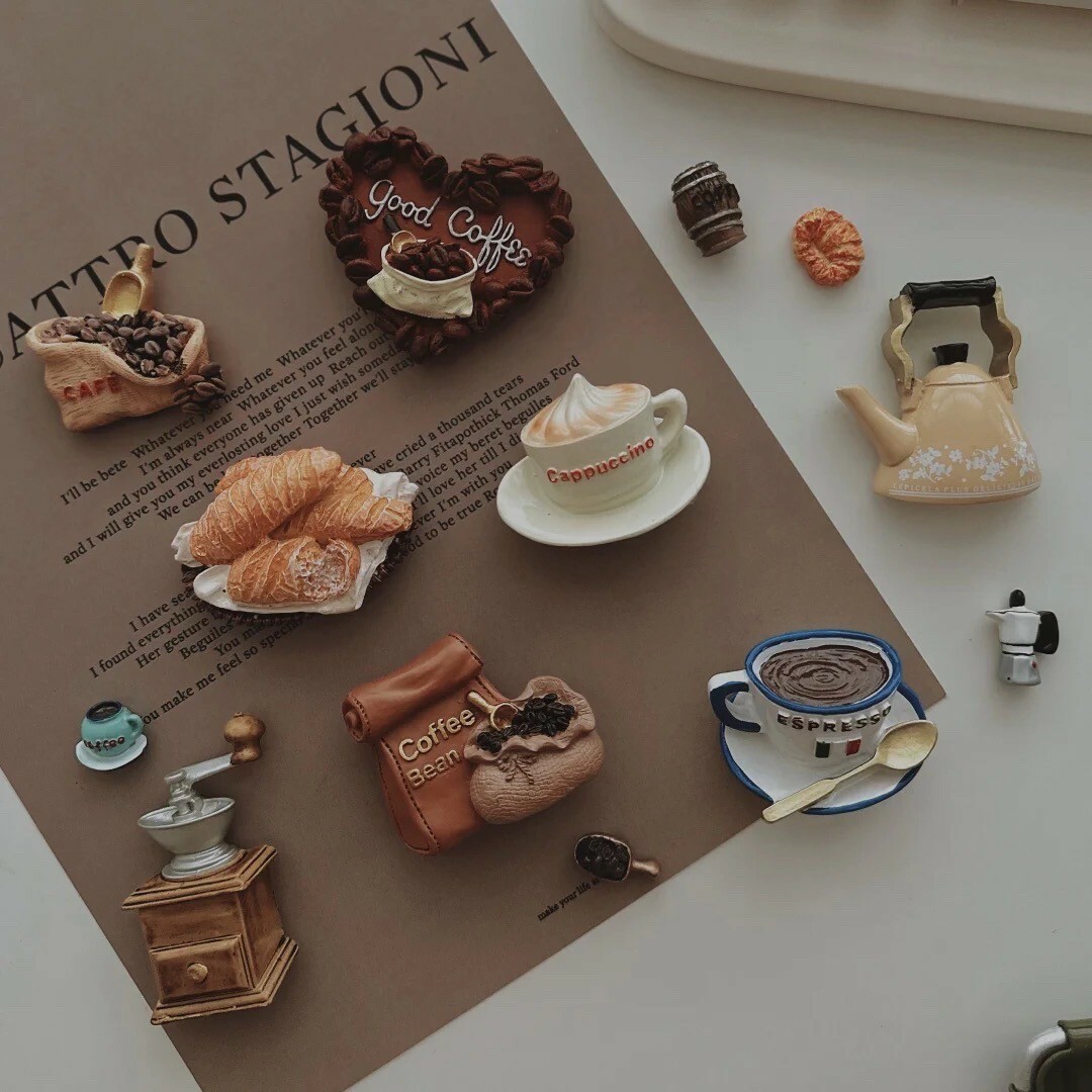 立體咖啡廳冰箱磁鐵組SET