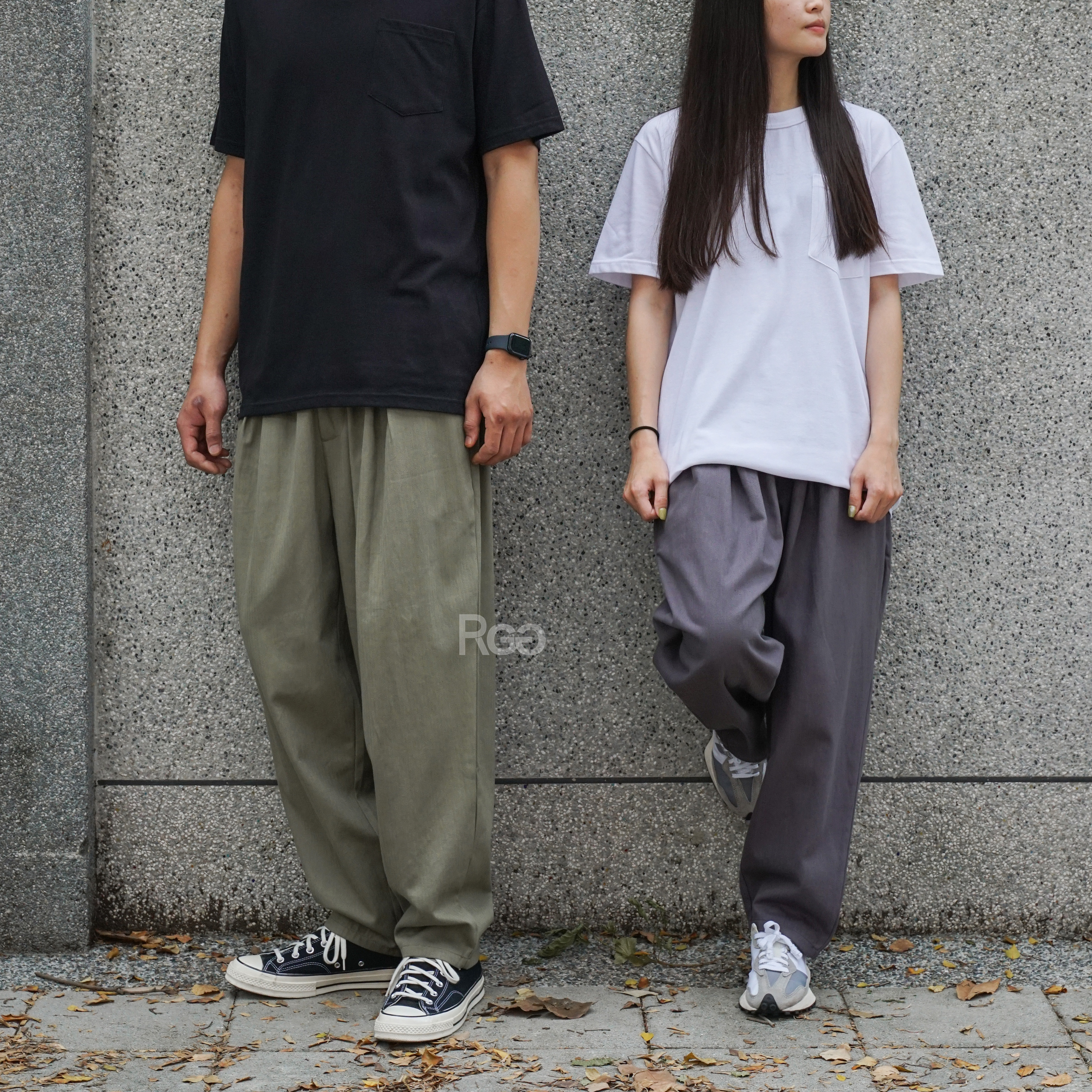 訂製款 人字紋打摺錐形寬褲