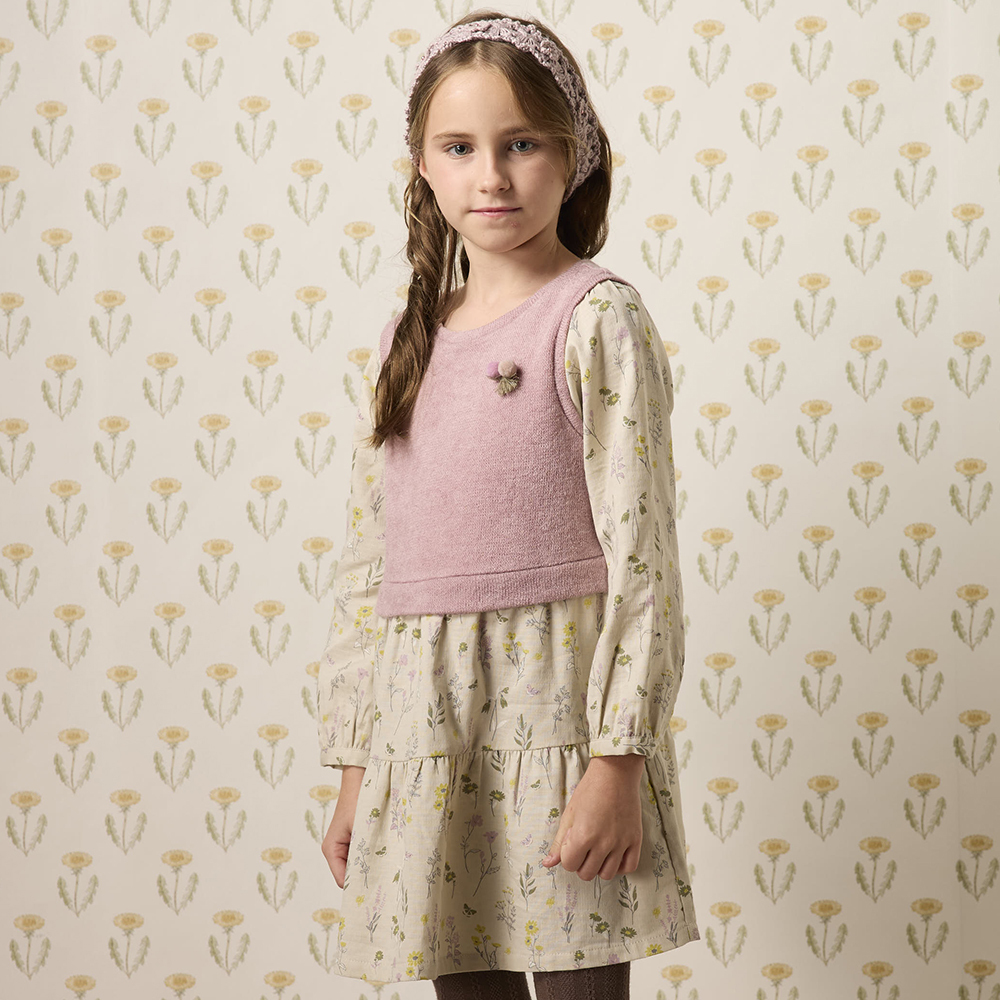 PIPPY 歐式印花純棉假兩件洋裝 綠