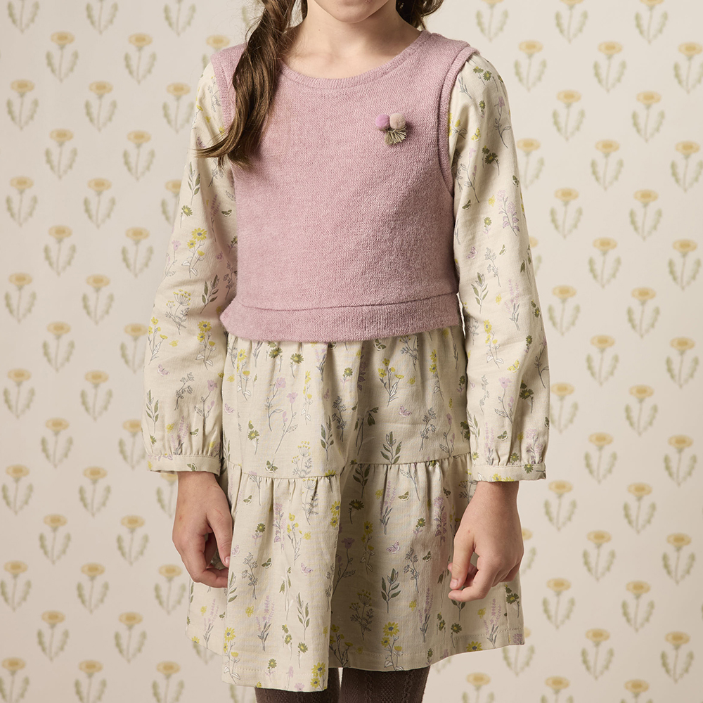 PIPPY 歐式印花純棉假兩件洋裝 綠